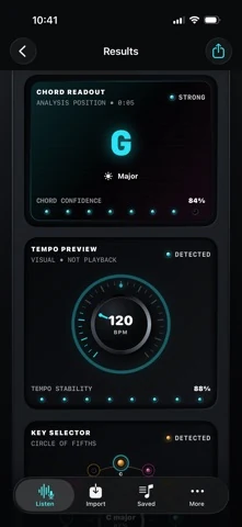 See musical key and tempo estimates